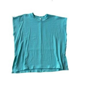 Magic Fit Turquoise Blue Textured Popcorn Knit Sleeveless Boxy Top RI-08 L/XL